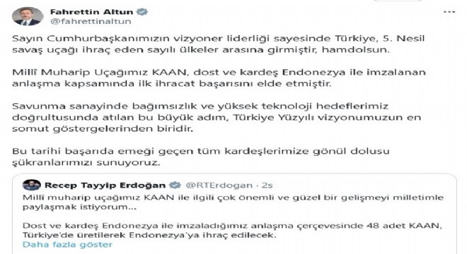 Altun: 'Türkiye sayılı ülkeler arasında'