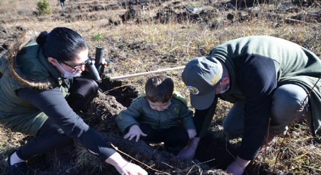 Şenkaya'da fidanlar toprakla buluştu