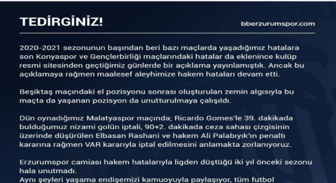 ‘Hakem hatalarından tedirginiz'